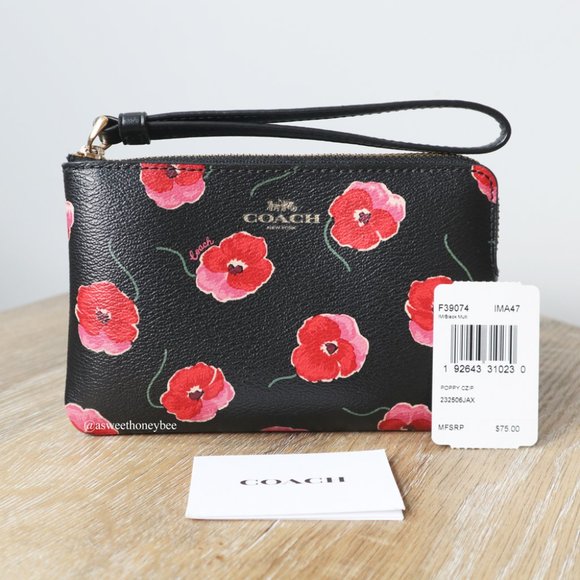 *SOLD* *NEW* COACH FLOWER ZIP WRISTLET - BLACK - Picture 8 of 8